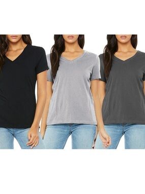 3 For 1 Everyday V-Neck Short Sleeve Tee — Black, Light Gray & Charcoal